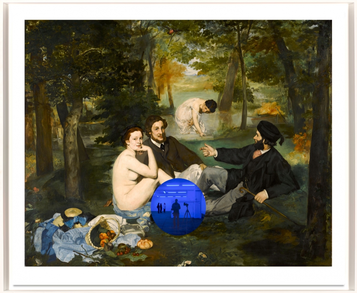 Gazing Ball (Manet Luncheon on the Grass), 2019
Archival Pigment Print on Innova rag paper, glass
39 1/16 x 48 inches
Edition of 20