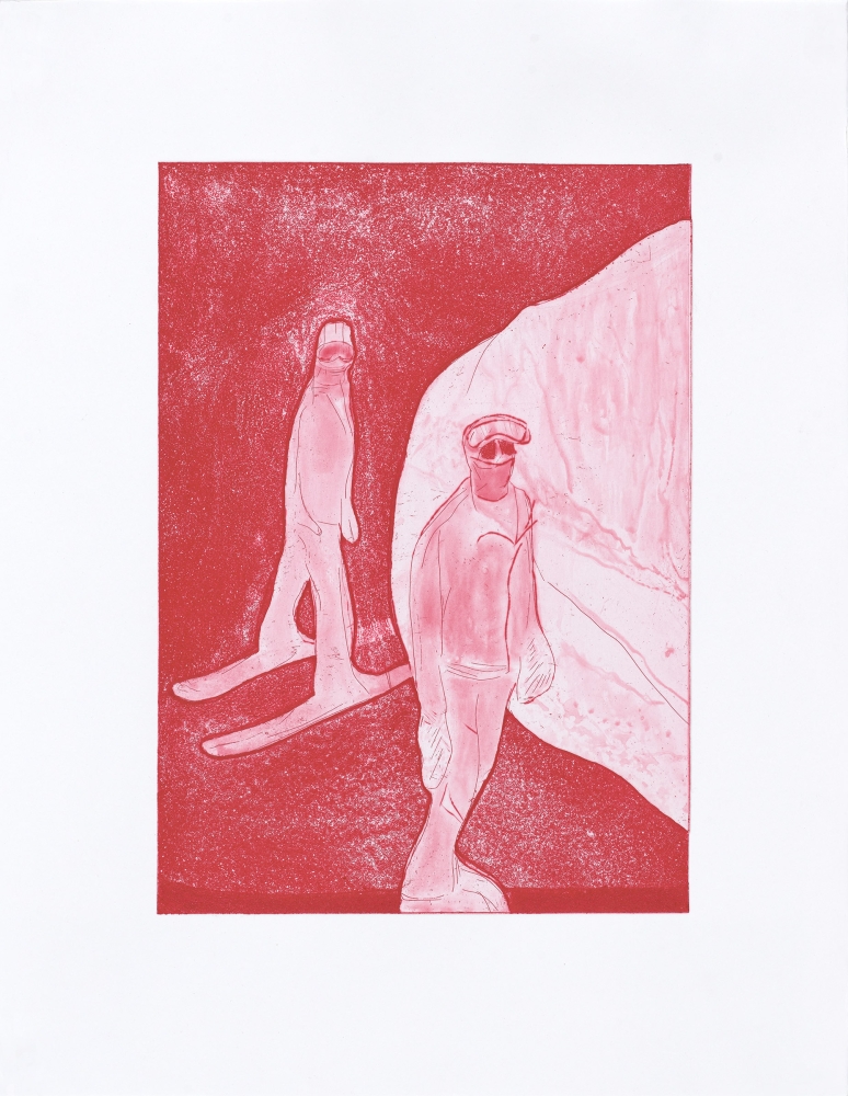Peter Doig, Untitled Red Skiers