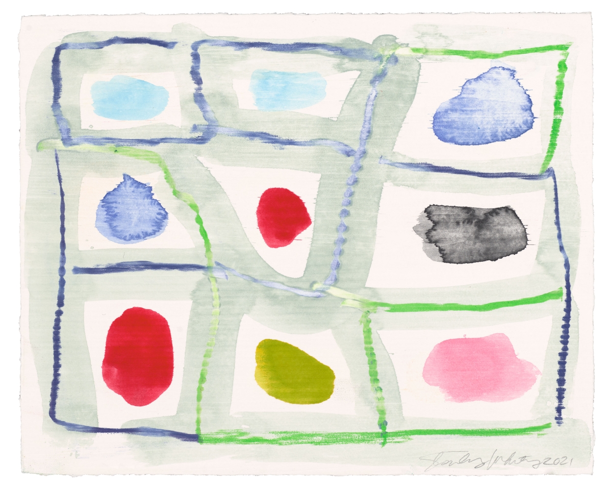 Untitled, 2021 Monotype in watercolor and crayon on Lanaquarelle paper