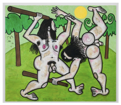 In A New Body of Paintings, Carroll Dunham Explores A Taboo: The Male Nude